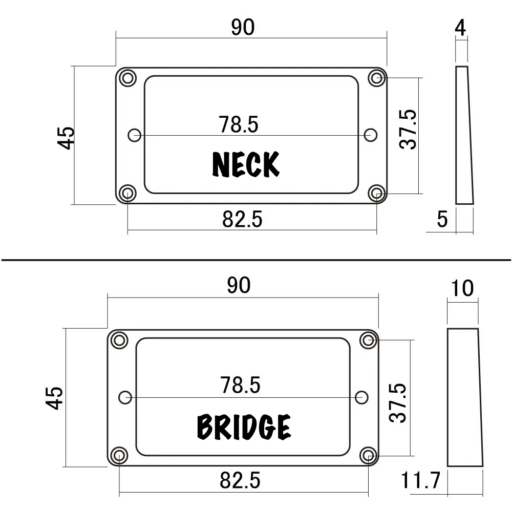 Flat Style Humbuckers Mounting Rings